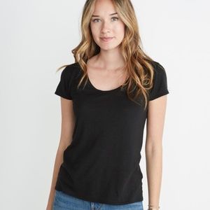 Slub U-Neck Tee Black Marine Layer
